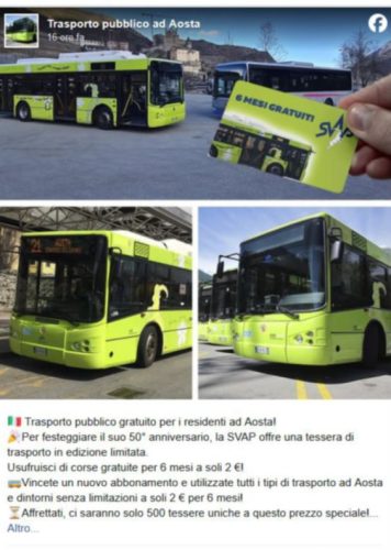 La Svap mette in guardia: l’annuncio di corse gratuite sugli autobus non è vero