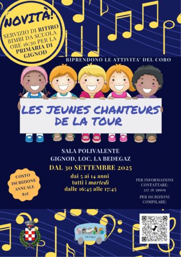 Riprendono le lezioni del coro Les Jeunes Chanteurs de la Tour di Gignod