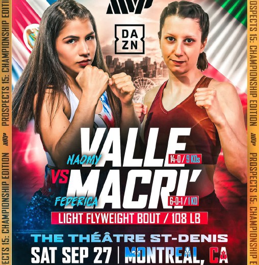 Federica Macrì combatte in Canada nel “Prospect 15-Championship Edition”