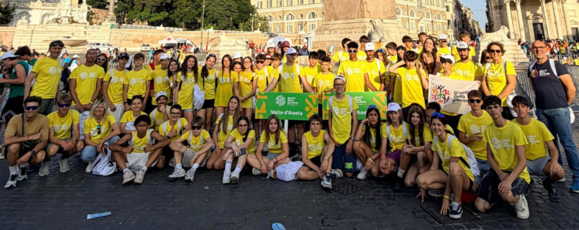 Il gruppo dei giovani atleti della Valle d’Aosta a Roma per le finali dei Nuovi Giochi della Gioventù